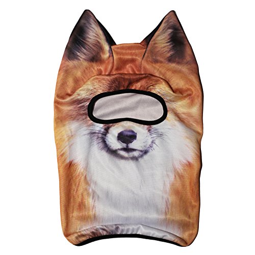 WTACTFUL 3D Animal Ears Balaclava, Breathable Face Mask for Halloween | Stand-Up Ears, Windproof Dustproof, Quick-Dry, No Fade Print, Soft, for Music Festivals Raves Ski Snowboard Moto Party - color: Fox Meb-08
