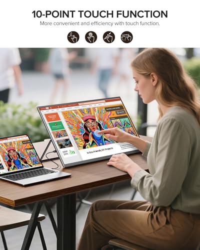 UPERFECT Portable Monitor Touchscreen 24" 120Hz 1080P 125% sRGB 400Nits | Large Gaming Monitor with Kickstand, VESA, Bag, USB-C HDMI External Second Screen for Laptop, PC, Phone, Game Console - size: 23.8"