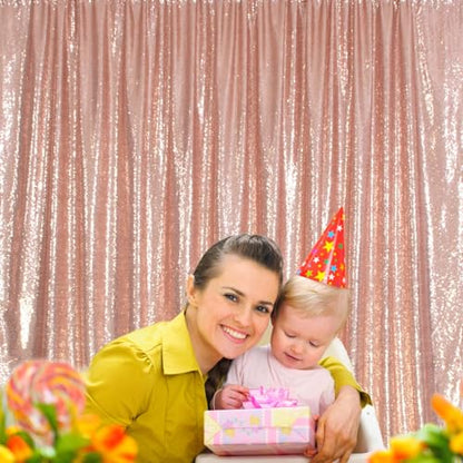 Juya Delight 6FT X 8FT Non-Transparent Sequin Photography Background Backdrop Curtain for Birthday Party Wedding Festival Ceremony (Rose Gold) - color: Rose Gold, size: 6ft x 8ft