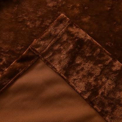 Brown Crushed Velvet Curtains with Rod Pocket Luxurious Thermal Insulation Soundproofing and Room Darkening Window Treatments for Living Room Bedroom Office, 2 Panels Set 52" W x 84" L - color: Brown, size: 52"W x 84"L (Pack of 2)