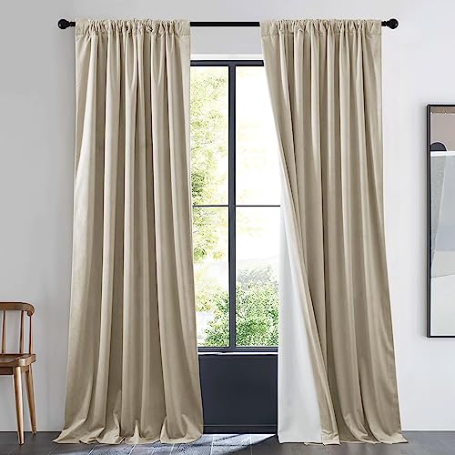 NICETOWN Camel Room Darkening Velvet Curtain Bedroom Window Drape 96 inch Long, 1 Panel Living Room Back Tab Blackout Curtain Window Treatment Velvet Panel Farmhouse for Apartment, 48" Width - color: Camel, size: 48"W x 96"L (Pack of 1)