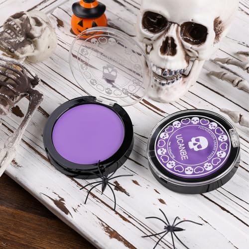 UCANBE Purple Face Body Paint Makeup Foundation, Professional Blendable Cream Greasepaint, Non-Toxic Face Paint Kit for Halloween Parties, Mermaid SFX Makeup, Ursula Widowmaker Dabi Costume & Cosplay - color: Purple