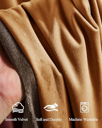 StangH Mustard Gold Velvet Curtains Back Tab Privacy, W52 x L96, 2 Panels - color: Mustard Gold, size: 52"W x 96"L (Pack of 2)