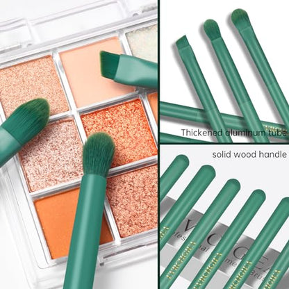 Eye Makeup Brush Set, 6 Pcs Professional Blending Eyeshadow Makeup Brushes for Concealer Eyebrows Eyeliner, Soft Hairs & Wood Handle (green)… - color: green 6pcs