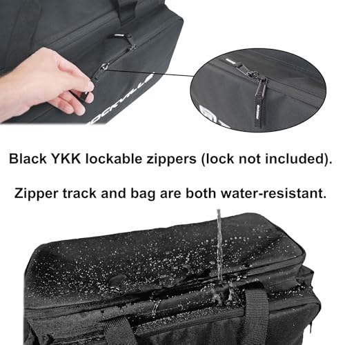 Rockville UT-BAG10 DJ Utility/Cable Bag, 10 Compartments, Padded Straps, Water-Resistant, Lockable Zippers, Perfect for DJs, Events, Gear & Cables