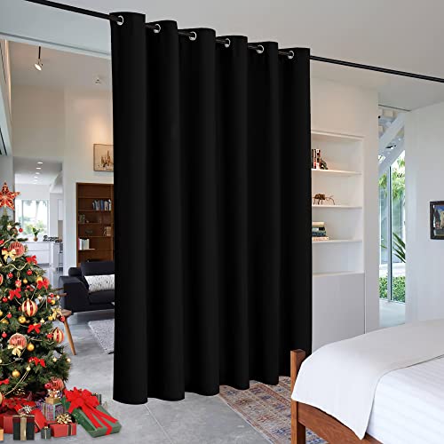 RYB HOME Extra Wide Curtains for Bedroom Closet Office Living Room Divider - color: Black, size: 120"W x 90"L (Pack of 1)