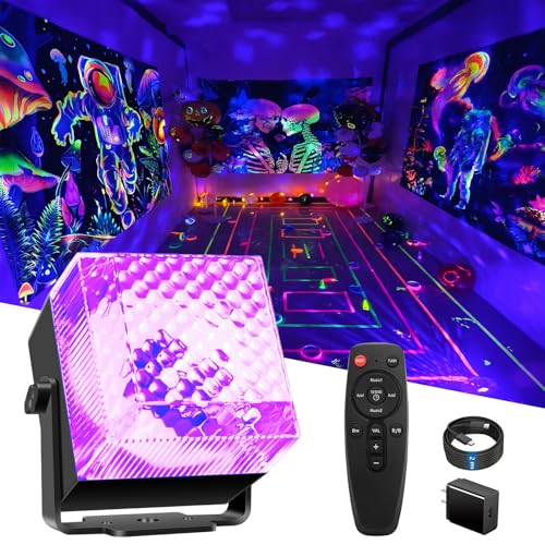 2 in 1 Disco Black Light Glow Party Lights,10W UV Disco Ball Light with Sound Activated Strobe Light Halloween Dj Party Lights Indoor for Halloween Christmas Birthday Party Dancing Decoration, 1 Pack