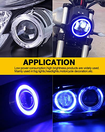 Qasim 1-Pair Blue 80MM 63SMD COB LED Halo Ring Angel Eyes with lampshade Cover Led DRL Fog Light Lamp 12V 24V - size: 80MM-blue