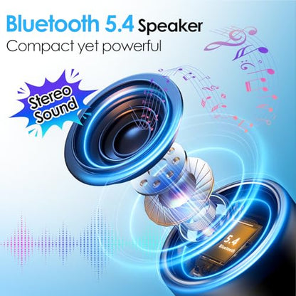 Portable Bluetooth Speaker 5.4, Mini Speaker with Noise Reduction Mic,Black | 12H Battery Life, Metal Cover,TWS Pairing, Wireless Speaker with RGB Lights for Home/Travel/Outdoor/Car/Beach by Music Lovers - color: Black