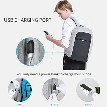 oscaurt Anti Theft Backpack 15.6 Inch Laptop Travel Backpack with Hidden Zipper and USB Charging Port Waterproof Business Computer Bag for Men & Women - color: Dark Grey