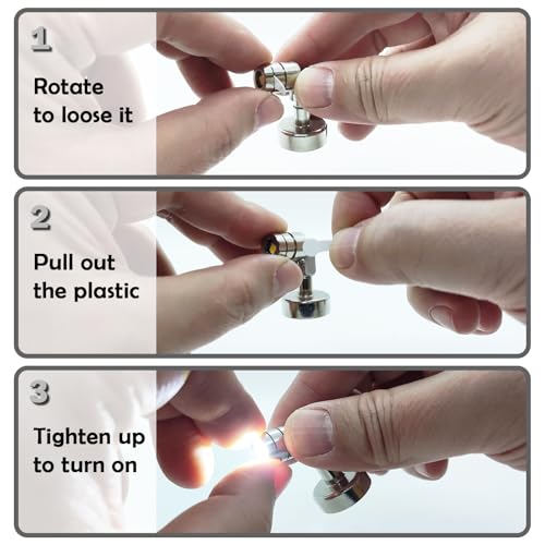 Suzeyar Metal Miniature LED Light,Tiny Spot Lights with Magnet Base,Battery Operated LED Lights,Wireless Miniature Spot Light for Artwork Painting,Jewelry Showcase,DIY Hand Craft (Cool White) - color: Cool White