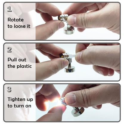 Suzeyar Metal Miniature LED Light,Tiny Spot Lights with Magnet Base,Battery Operated LED Lights,Wireless Miniature Spot Light for Artwork Painting,Jewelry Showcase,DIY Hand Craft (Cool White) - color: Cool White