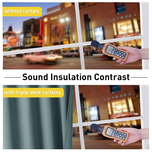 NICETOWN Sound Barrier 100% Blackout Divider Curtains 84", Noise, Heat and Cold Blocking Drapes with Felt Fabric Lining for Nursery/Daytime Sleep/Bedroom (Greyish Blue, 2 PCs, 52" Wide) - color: Greyish Blue, size: 52"W x 84"L (Pack of 2)