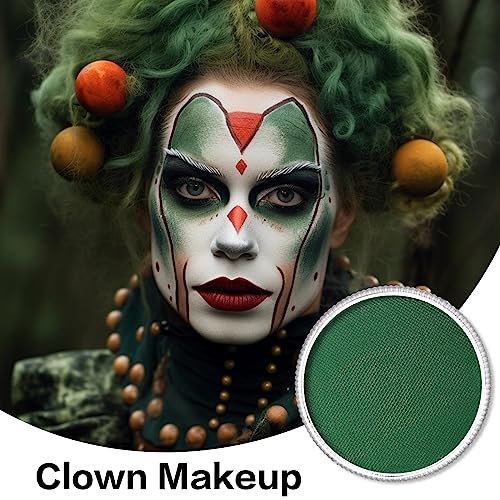 Dark Green Face Body Paint(30gm), Water Activated Face Painting Kit for Kids & Adults Party, Halloween Facepaint SFX Makeup Kit for Monster Witch Orcs Hulk Hunting Camo Costumes Cosplay - color: Dark Green