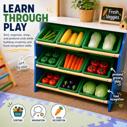 20 Pieces Play Vegetables Playset - Life-Sized Toy Food for Kids Kitchen, Healthy Farmer's Market Grocery Pretend Play Plastic Toy Set for Toddlers