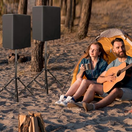 2PCS Speaker Cover for 12 Inch PA/DJ Powered Speaker Mounted on Stand, Outdoor Speaker Covers UV Protection Water Resistant Dustproof 800D Oxford Cloth(Black) - size: L:26.5" H x 15" W x 16.5" D