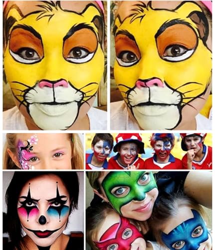 Go Ho 6 Colors Face Body Paint for Game Day 2026,White &Black &Red&Yellow&Green&Royal Blue Face Paint,Waterproof Professional USA Flag Face Painting,Halloween Cosplay SFX Makeup Palette - color: White+Black+Red+Royal Blue+Green+Yellow(SFX Makeup)