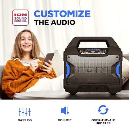 ION Tailgater Boom 60W Portable Bluetooth Outdoor Speaker | Water Resistant, Radio, Mic Input, USB Charging, Stereo Linking, Bass Boost and App Control, for Parties and Outdoor Events - style: 60W water-resistant