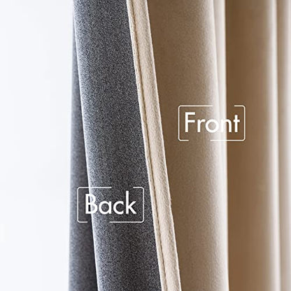 MIULEE Camel Beige Velvet Pinch Pleat Blackout Curtains W52 X L96 Inches - color: Camel Beige, size: 52"W x 96"L (Pack of 2)