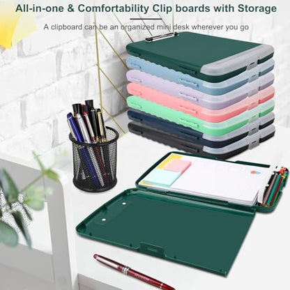 Clipboard with Storage, A4 Binder Nursing Clipboards with Pen Holder, Heavy Duty Storage Clipboards with Low Profile Clip, Clipboard Folder Side-Opening, Smooth Writing Clip Board (Emerald) - color: Emerald