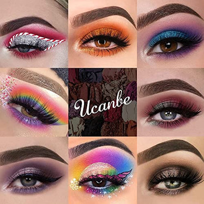 UCANBE 86 Colors Nude Eyeshadow Palette with 15pcs Makeup Brushes Set, Matte Glitter Long Lasting Highly Pigmented Waterproof Colorful Eye Shadow Contour Blush Powder Highlighter All in One - color: Pretty All Set 2