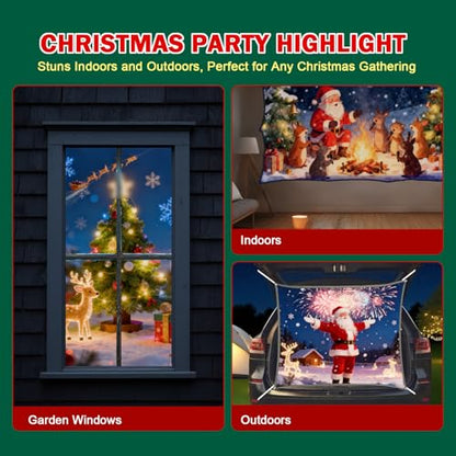 40" x 60" Holographic Rear Projection Screen, Portable Anti Crease Double Sided Window Projector Screen Hollusion Projection Materia for Christmas Videos Hologram Film Night - size: 40"W x 60"H