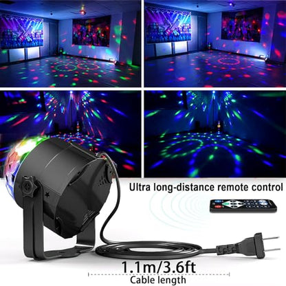 Sound Activated Party Lights with Disco Ball Dj Light | Disco Ball Light with Remote Control Dancing Lights, Strobe Lamp for Parties Supplies Birthday Christmas Bar KTV Decor