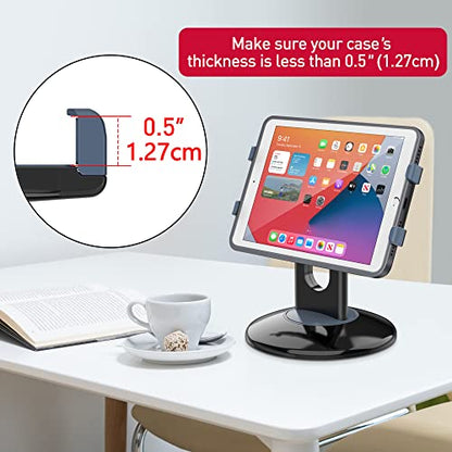 AboveTEK Retail Kiosk iPad Stand, 360° Rotating Commercial POS Tablet Stand, Fits 6"-13" (Screens) iPad mini Pro-Business Swivel Tablet Holder, for Store Office Reception Kitchen Desktop (Black) - color: Black