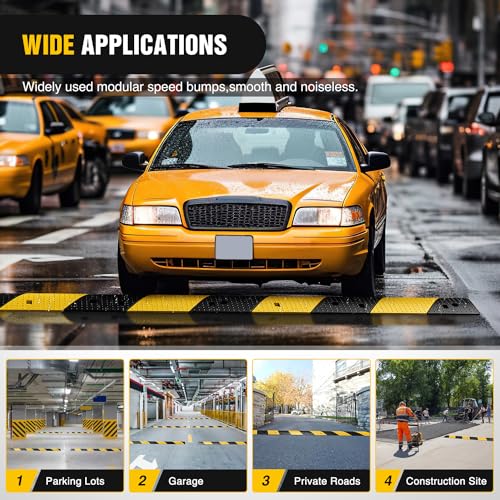 Nilight Rubber Speed Bumps with Cable Protector, 39.3", 2-Pack | 2 Channel Cable, Supports Cars and Trucks Up to 19,000 lbs, Suitable for Garages, Roads and Driveways