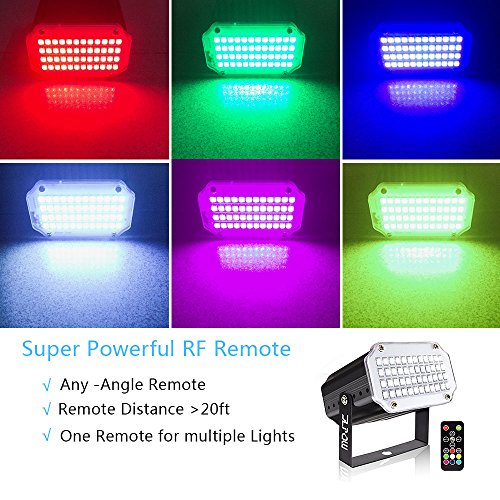 Halloween Strobe Light with Remote,JLPOW Sound Activated Mini LED Strobe Lights, Super Bright 48 RGB LED, Remote Control Flash Stage Lighting, Best for DJ Home Party Show Club Disco Dance (2-Pack)