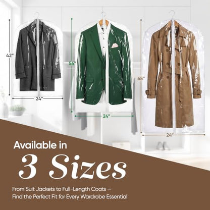 Handy Laundry Clear Vinyl Garment Bag - Protect Your Clothing While Traveling and Dust Free While Hanging in Your Closet. Ideal for Coats, Suits, Dresses or Gowns - Set of 2 (24 X 54 Inches) - size: 24" x 54", style: Clear Vinyl