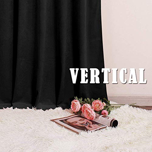 RYB HOME Extra Long Velvet Curtains 108 inches Long, High Ceiling Curtains | Thermal Insulated, Room Darkening, Privacy UV Protection, Loft Apartment Living Room, Black, W52 x L108, 2 Panels - color: Black, size: 52"W x 108"L (Pack of 2)