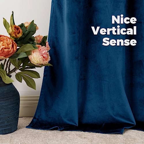 BGment Blackout Velvet Curtains 72 Inches Long for Bedroom, Dark Blue | Noise Reducing, Thermal Insulated, Room Darkening, Super Soft Window Curtains, Back Tab Rod Pocket, 2 Panels, 52 x 72 Inch - color: Blue, size: 52"W x 72"L (Pack of 2)