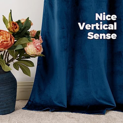BGment Blackout Velvet Curtains 72 Inches Long for Bedroom, Dark Blue | Noise Reducing, Thermal Insulated, Room Darkening, Super Soft Window Curtains, Back Tab Rod Pocket, 2 Panels, 52 x 72 Inch - color: Blue, size: 52"W x 72"L (Pack of 2)