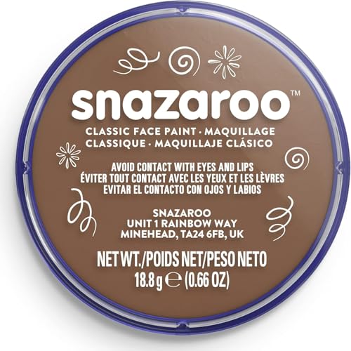 Snazaroo Classic Face and Body Paint, 18.8g Pot, Beige Brown | Non-Toxic Hypoallergenic, Safe, Washable, Face & Body Paint for Halloween, Cosplay Costumes, Dress Up, Parties and Festivals - color: Beige Brown, style: 18.8g (0.66-oz) Pot