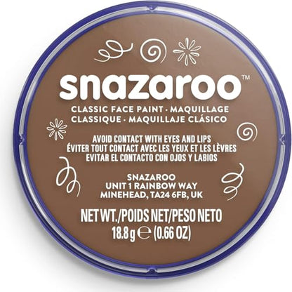 Snazaroo Classic Face and Body Paint, 18.8g Pot, Beige Brown | Non-Toxic Hypoallergenic, Safe, Washable, Face & Body Paint for Halloween, Cosplay Costumes, Dress Up, Parties and Festivals - color: Beige Brown, style: 18.8g (0.66-oz) Pot