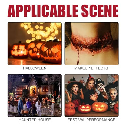 Halloween Fake Blood SFX Makeup Kit – 7PCS Special Effects Set with Fake Blood Spray, Liquid Latex+Scar Wax+Fake Blood Gel+Spatula Tool & 2 Stipple Sponges – Vampire Zombie Makeup Kit for Face & Body - color: # 7PCS SFX Makeup Kit