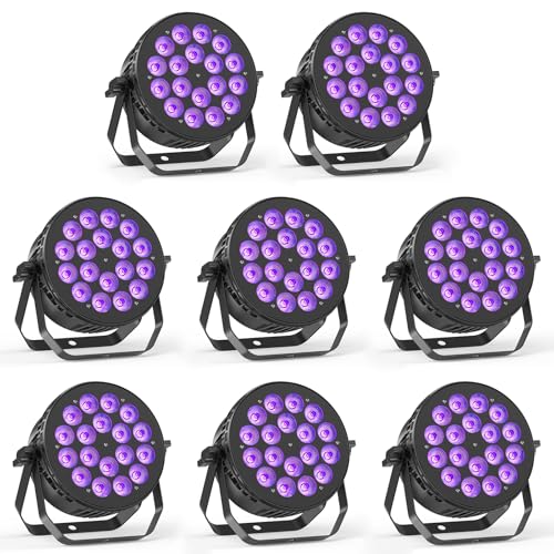 Stage Par Lights, 18X10W RGBW 4-in-1 LED DJ Par Can Light, Full Cast-Aluminum Party Uplight with Strobe Wash Effect by DMX512 & Sound Activated for Wedding Festival Event DJ Live Show - 8 Pack - size: 8 Pack