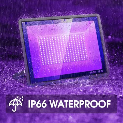 YANYCN 4 Pack 400W LED Black Light,Black Flood Light Outdoor with Plug and Switch, IP66 Waterproof 395nm to 405nm LED UV Blacklight Neon Glow for Glow Party, Halloween, Fluorescent Poster, Body Paint - size: 4pack 400W led black light