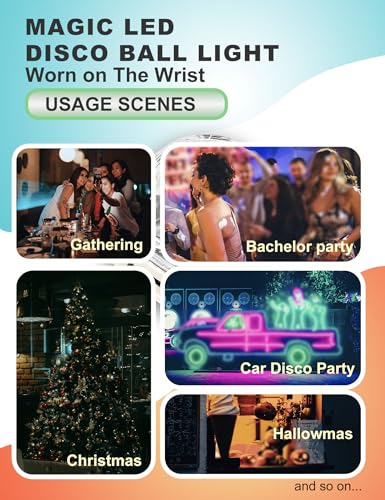 JICASTO Magic LED Disco Ball Light, Chargeable Portable Car Disco Ball Light Worn on The Wrist, Mini Sound Activated DJ Lights for Dance Parties, Bars & Karaoke - color: Yellow