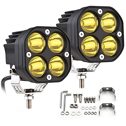 2 Pack LED Pods Light Bar, Yellow 3" 40w Spot Off Road Lights, Driving Fog Lamp, IP68 Waterproof LED Work Light, Amber Cube Lights for Pickup Truck SUV ATV UTV Boat Forklift 4x4 Motorcycle - color: 3" Yellow