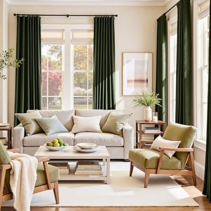 Lazzzy Green Velvet Curtains 84 Inch Long Blackout Pinch Pleated Thermal Insulated Room Darkening Modern Luxury Back Tab Window Drapes for Bedroom Living Room 2 Panels, 52 x 84 Inch, Moss Green - color: Moss, size: 52"W x 84"L (Pack of 2)