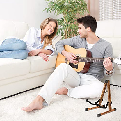 SNIGJAT Guitar Stand, Folding Wood Acoustic Guitar Stand with Padding Zebra - color: Zebra Wood