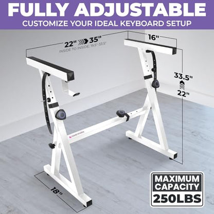 Liquid Stands Piano Keyboard Stand - Z Style Adjustable and Portable Heavy Duty Music Stand for Kids and Adults -Fits 54-88 Key Electric Pianos - Sturdy Musical Keyboard Stand (White) - color: White