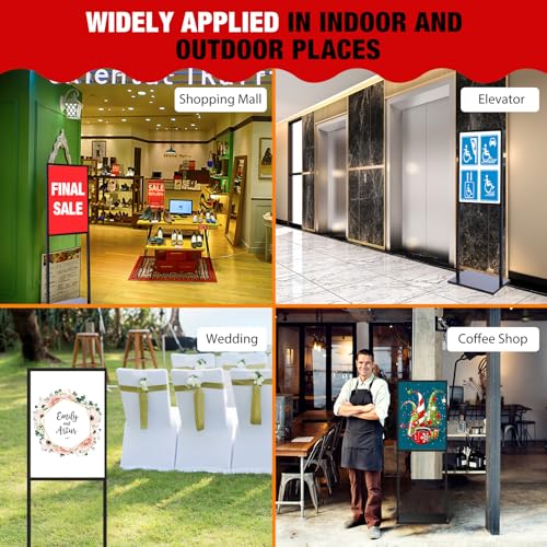 Blulu 4 Pcs Sign Stand Holder, 19.6"x 27.5" Double Sided Metal Wedding Sign Stand, Heavy Duty Floor Standing Poster Holder, Outdoor Banner Stands with Non Slip Mat for Board and Foam Display (Black) - color: black