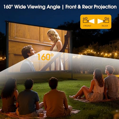 Outdoor Projector Screen with Stand, 120 inch Portable Projection kit 16:9 4K HD Wrinkle-Free Indoor Outdoor Movie Screen with Carry Bag for Home Theater and Backyard Movie Night - size: 120 inch