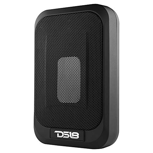 DS18 SQBASSx2 7x9 UnderSeat Slim Amplified Car/Truck Subwoofer 4x6 Passive Radiator 1200W Peak Power / 230W RMS - Remote BASS Knob Powered Sub Ported Enclosure Tight Spaces (Renewed)