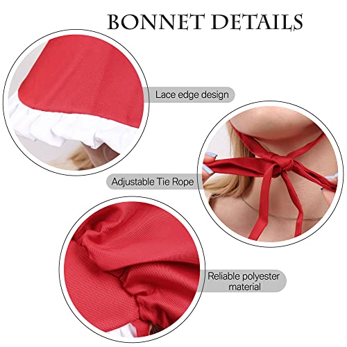 Colonial Bonnet Victorian Hat Sun Cap for Women Tea Party Headwear Rtro Renaissance Costumes - color: Red