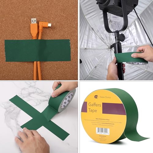 Bates- Gaffers Tape 2 Inch x 23 Yards, Gaffer Tape 2 Inch, Polyethylene-Coated Cloth, Non-Reflective, No Residue - color: Green, size: 2 Inch x 23 Yards