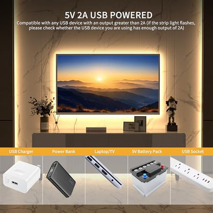 PAUTIX 5V USB COB LED Strip Lights with RF Remote,Dotless LED Lights 2700K-6500K CCT Tunable White Dimmable 6.56ft TV Backlight,Flexible Under Cabinet Tape Light for Bedroom,Kitchen,Shelf DIY Lighting - size: 6.56ft(5V USB)